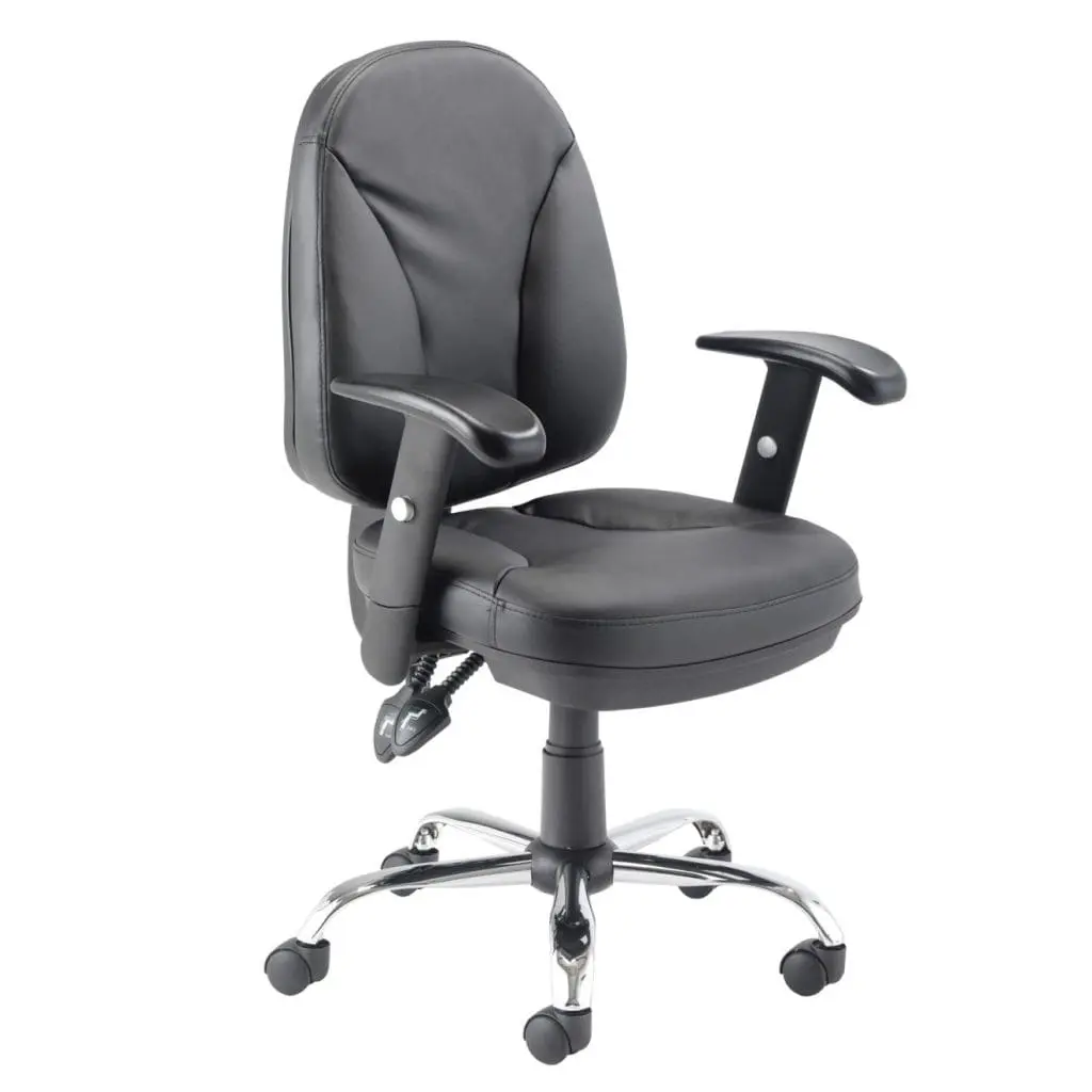 Puma Office Chair with padded PU seat, chrome base, and adjustable arms