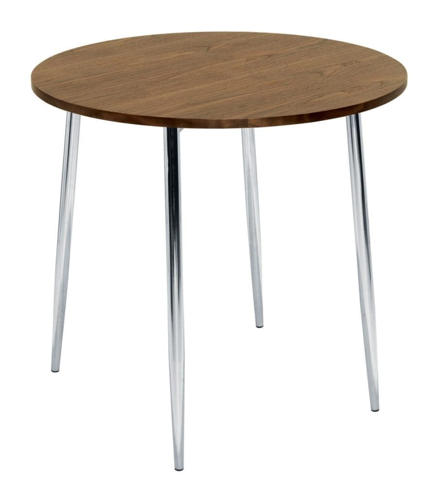 Ellipse 4 leg table with chrome frame and white gloss top in office breakout area