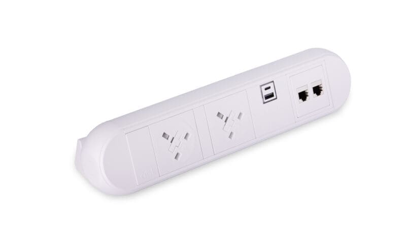 Desktop power module with two UK sockets and two Ethernet data ports