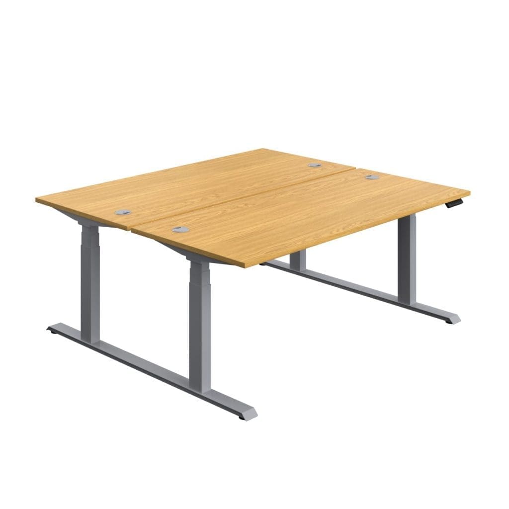 Economy back to back sit stand desk with digital controls and dual motor frame