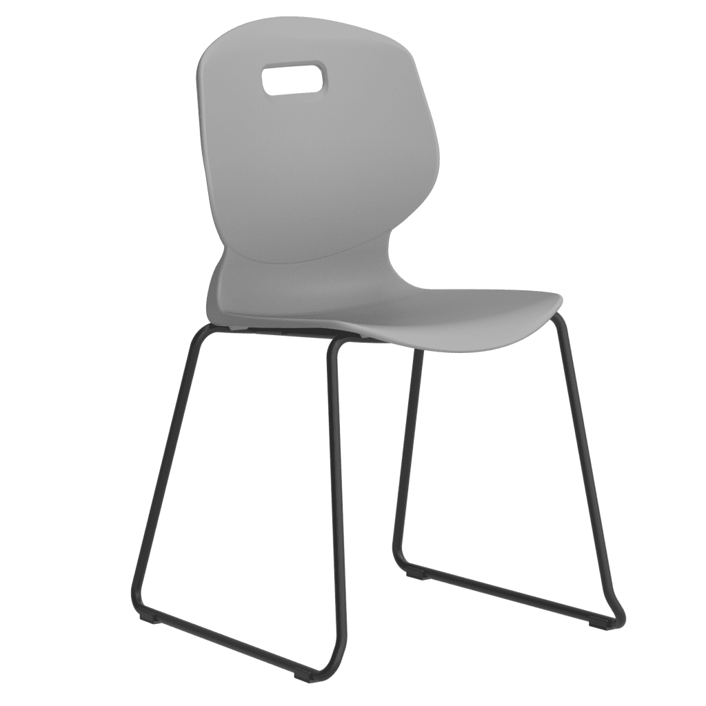 Arc Skid Chair with curved polypropylene shell and metal sled base