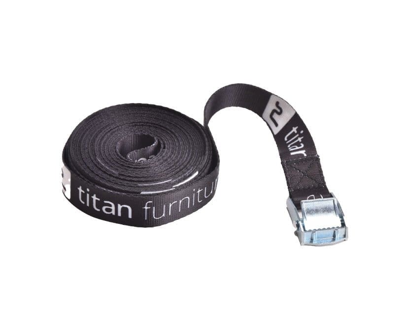Black 5m Titan trolley secure strap for safely transporting exam desks and stacked items