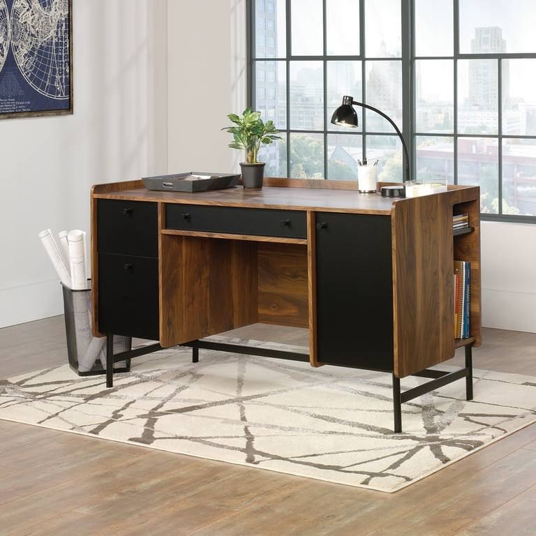 Hampstead Park desk with drawers, cupboard and walnut finish