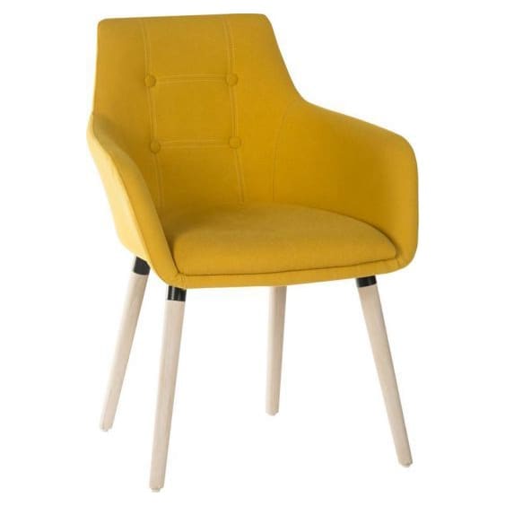 Contemporary 4 legged reception chair with oak legs and soft brushed fabric upholstery