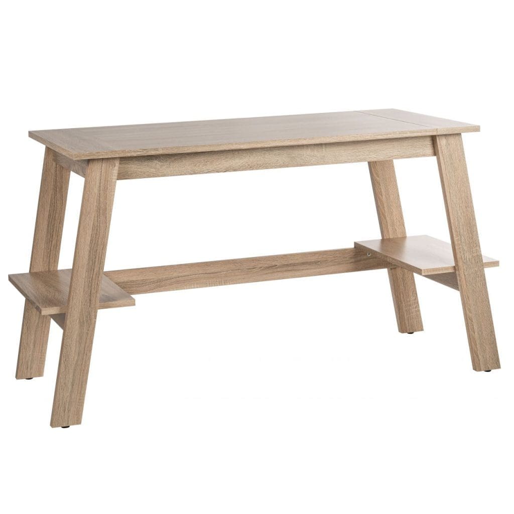 Baylor trestle desk in Sonoma Oak with two open storage shelves