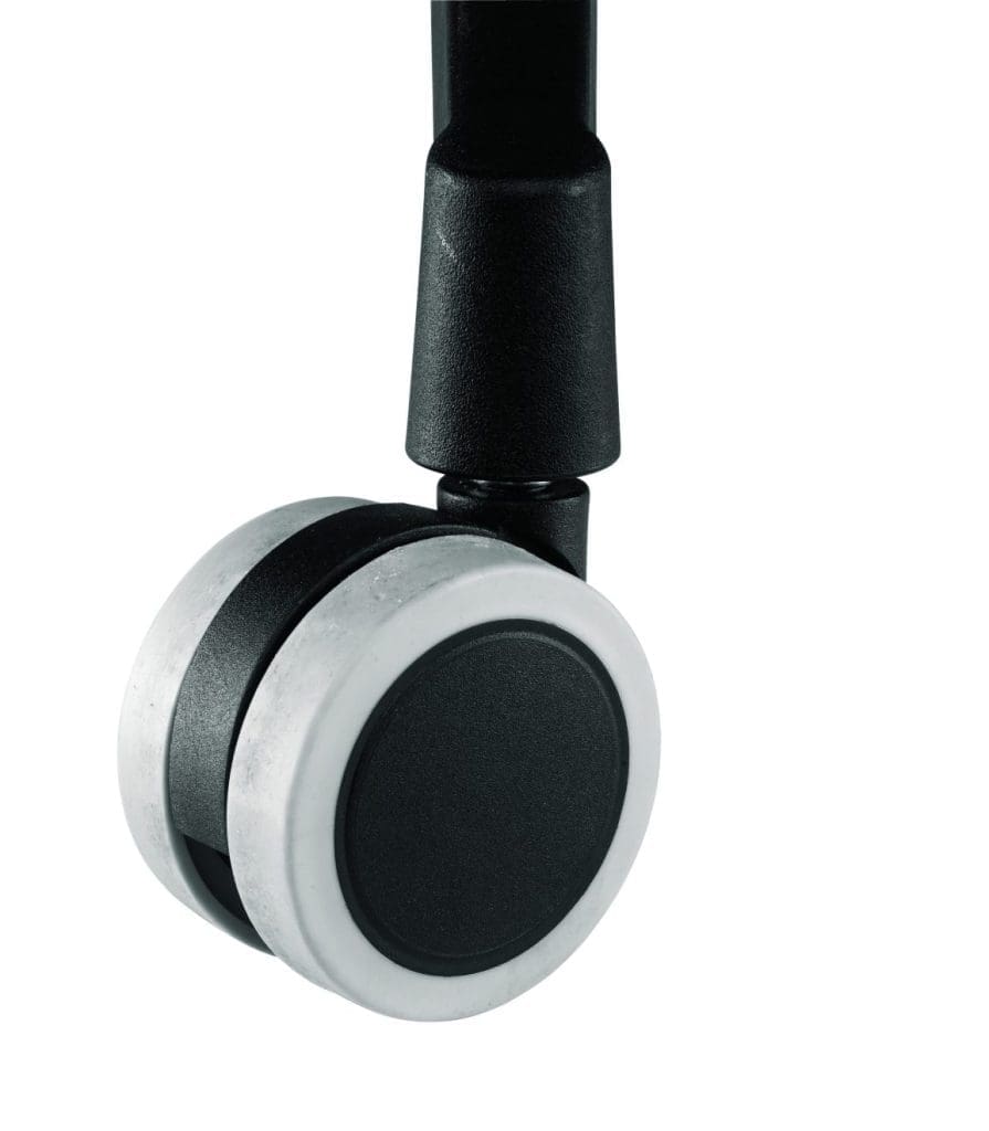 Set of 5 soft tyre castors for office chairs with 50mm diameter and black finish