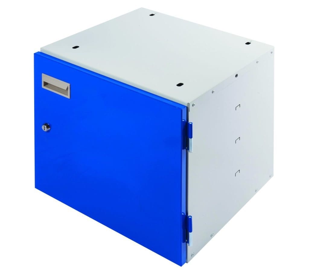 QMP blue cupboard unit for steel square tube workshop bench