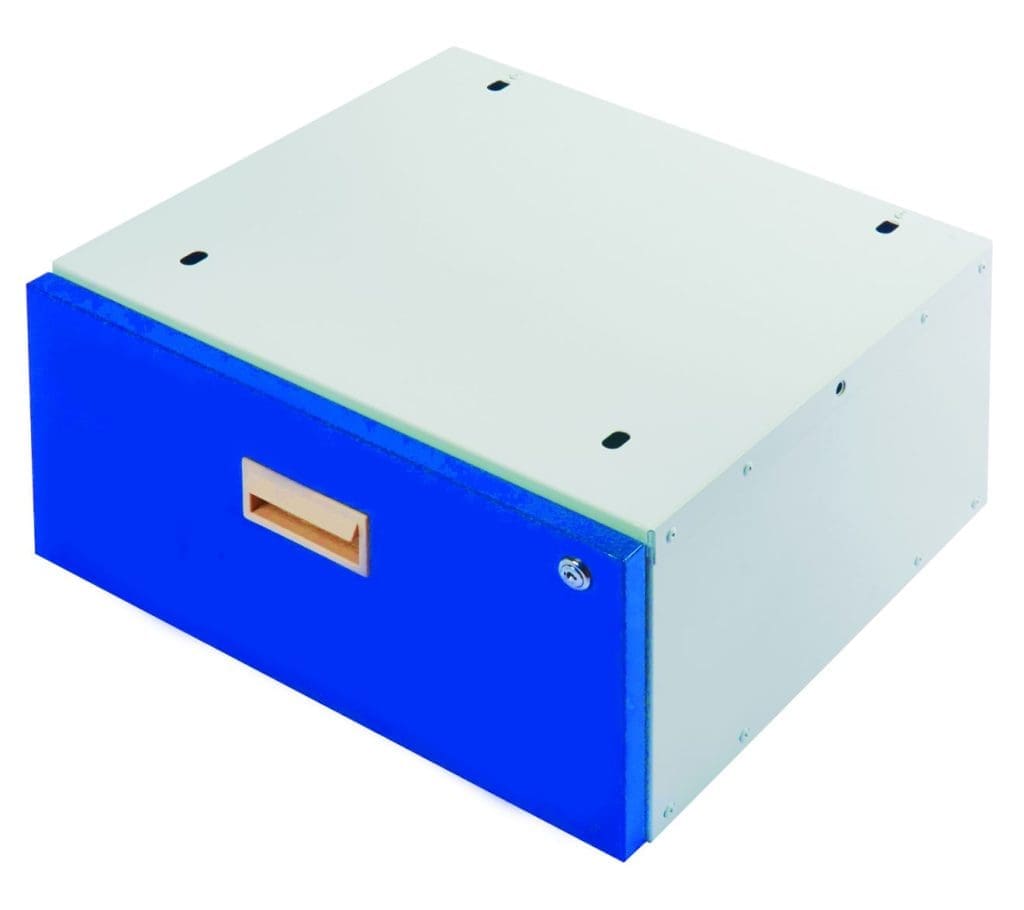 QMP blue single drawer unit for steel workshop bench storage