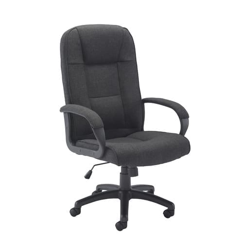Keno executive office chair with fabric upholstery and padded arms on black base