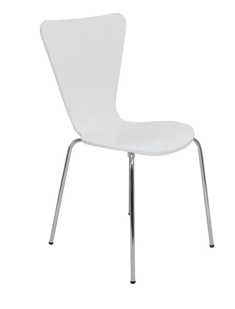 Picasso Chair Heavy Duty with wood veneer seat and chrome frame for canteen use