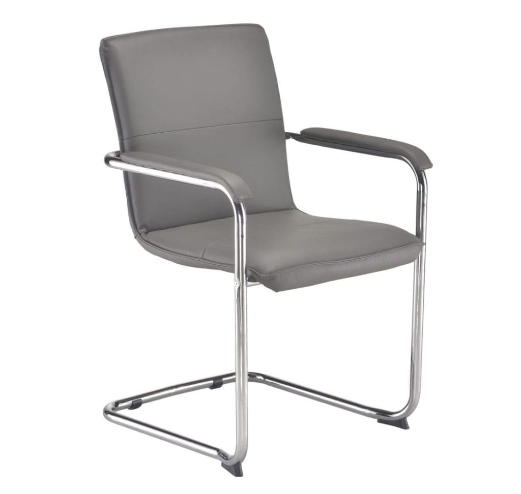 Pavia faux leather visitor chair with chrome cantilever frame and padded arms