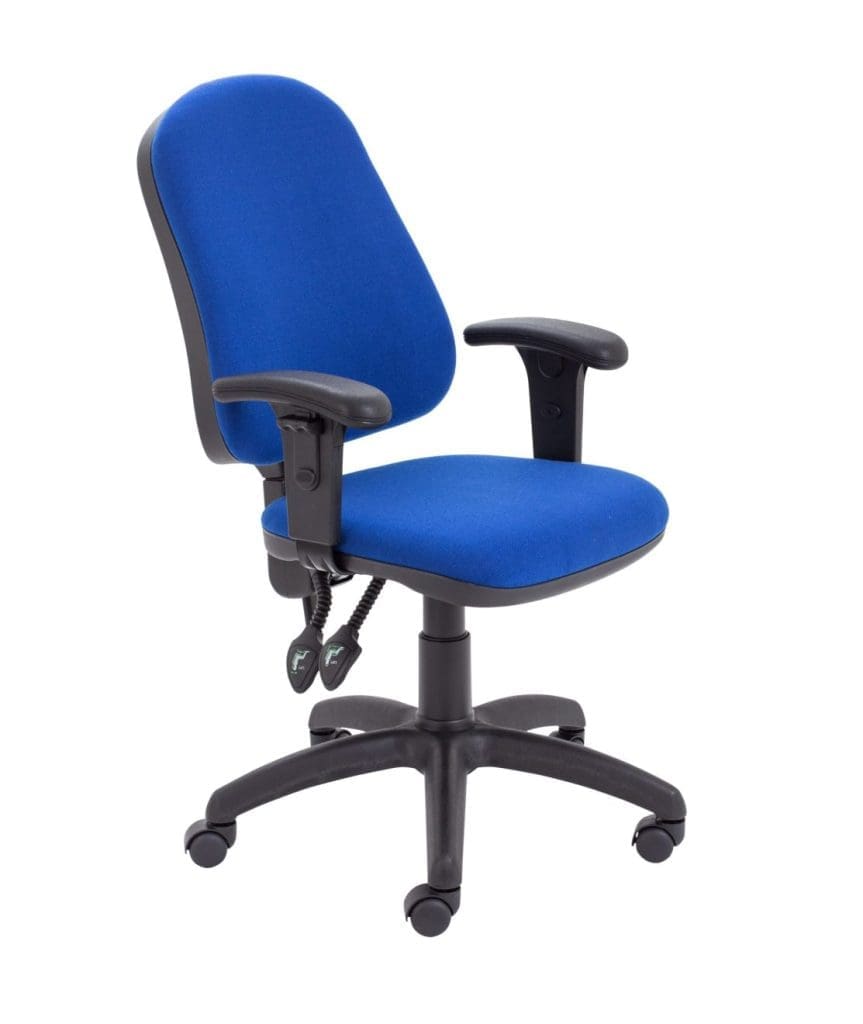 Calypso 2 High Back Operator Chair with cushioned seat and tall backrest on black base