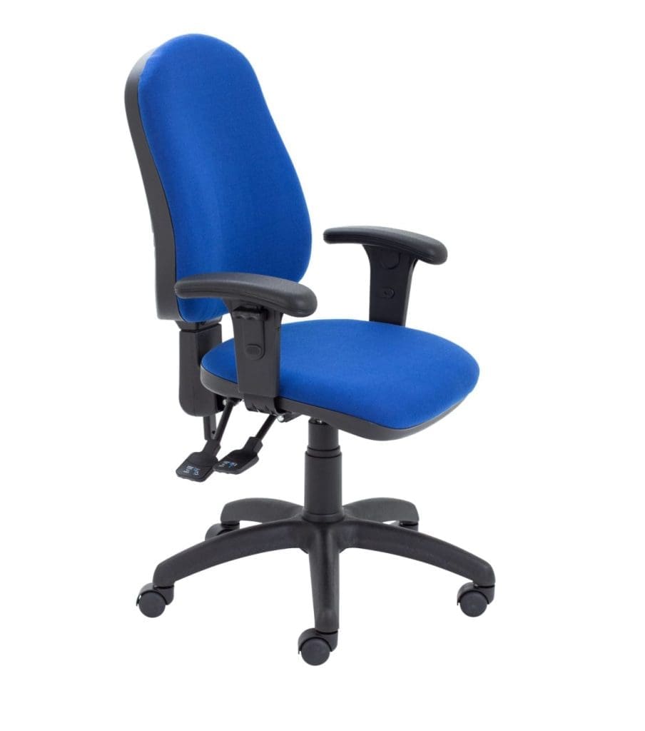 Calypso 2 Deluxe Office Chair with high back, cushioned seat, and ergonomic controls on black base