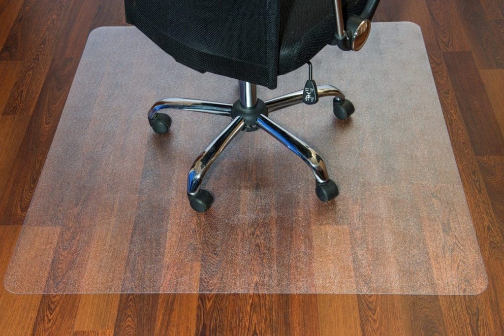 Clear rectangular chair mat for hard floors with textured anti-slip surface