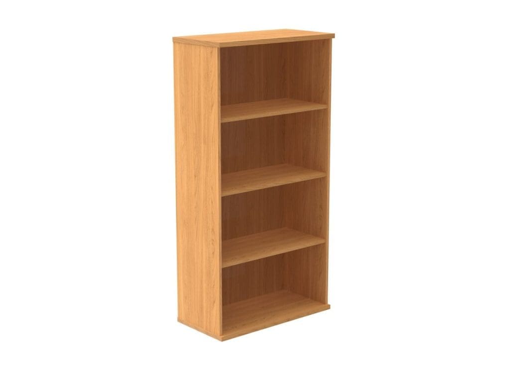 Wooden office bookcase with stain-resistant veneer finish in modern workspace