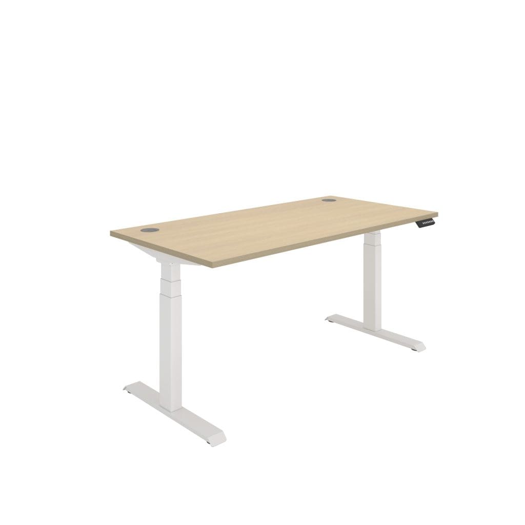 Dual Motor Height Adjustable Sit-Stand Desk with control panel and stain-resistant top