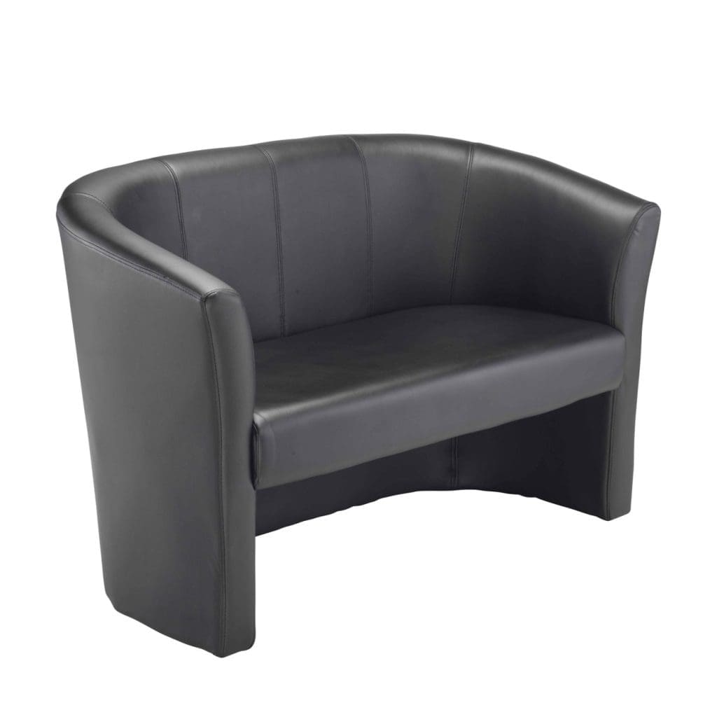 Compact PU sofa with flared arms in modern reception space