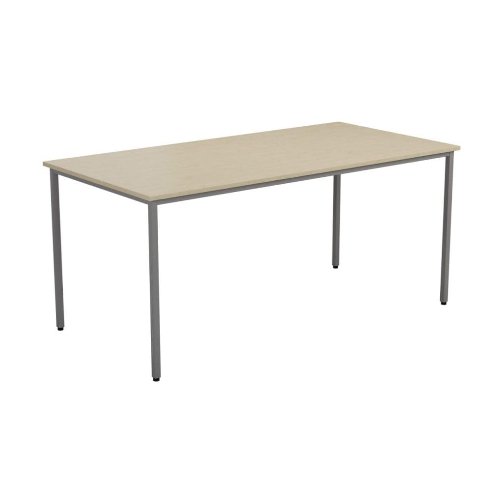 Rectangular meeting table with steel frame and heat-resistant top