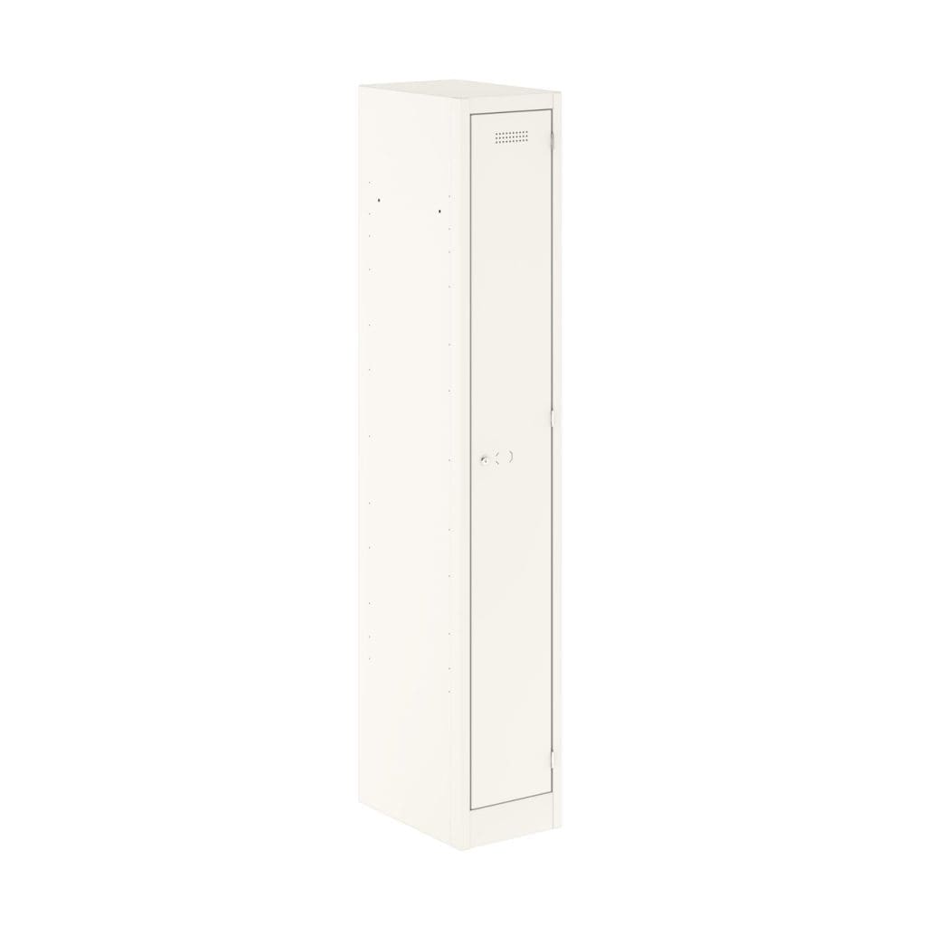Single door steel locker with full-height lockable compartment and coloured door