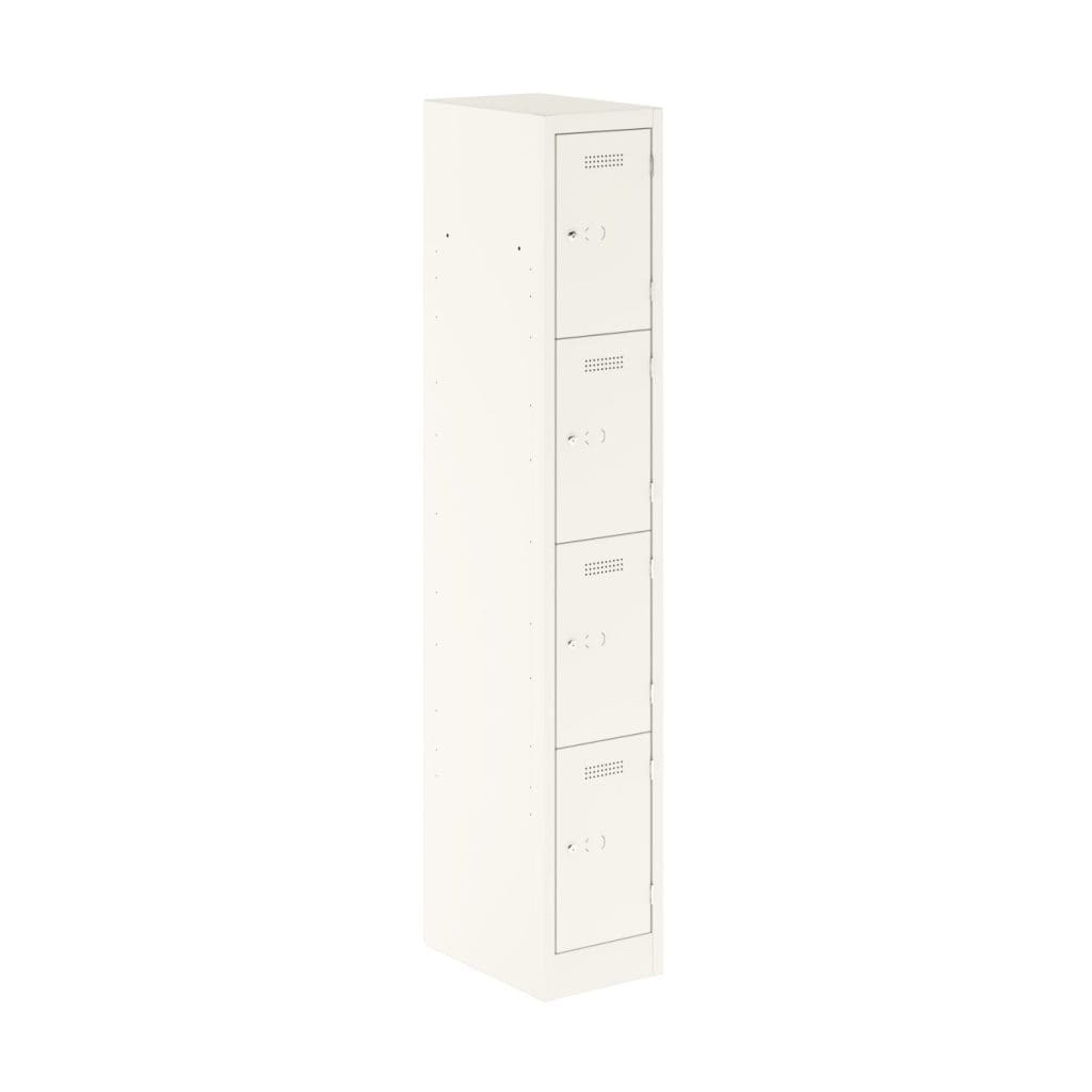 Four door steel locker with colourful lockable doors