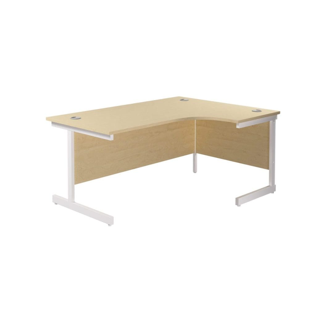Right hand radial office desk with steel cantilever frame and cable ports