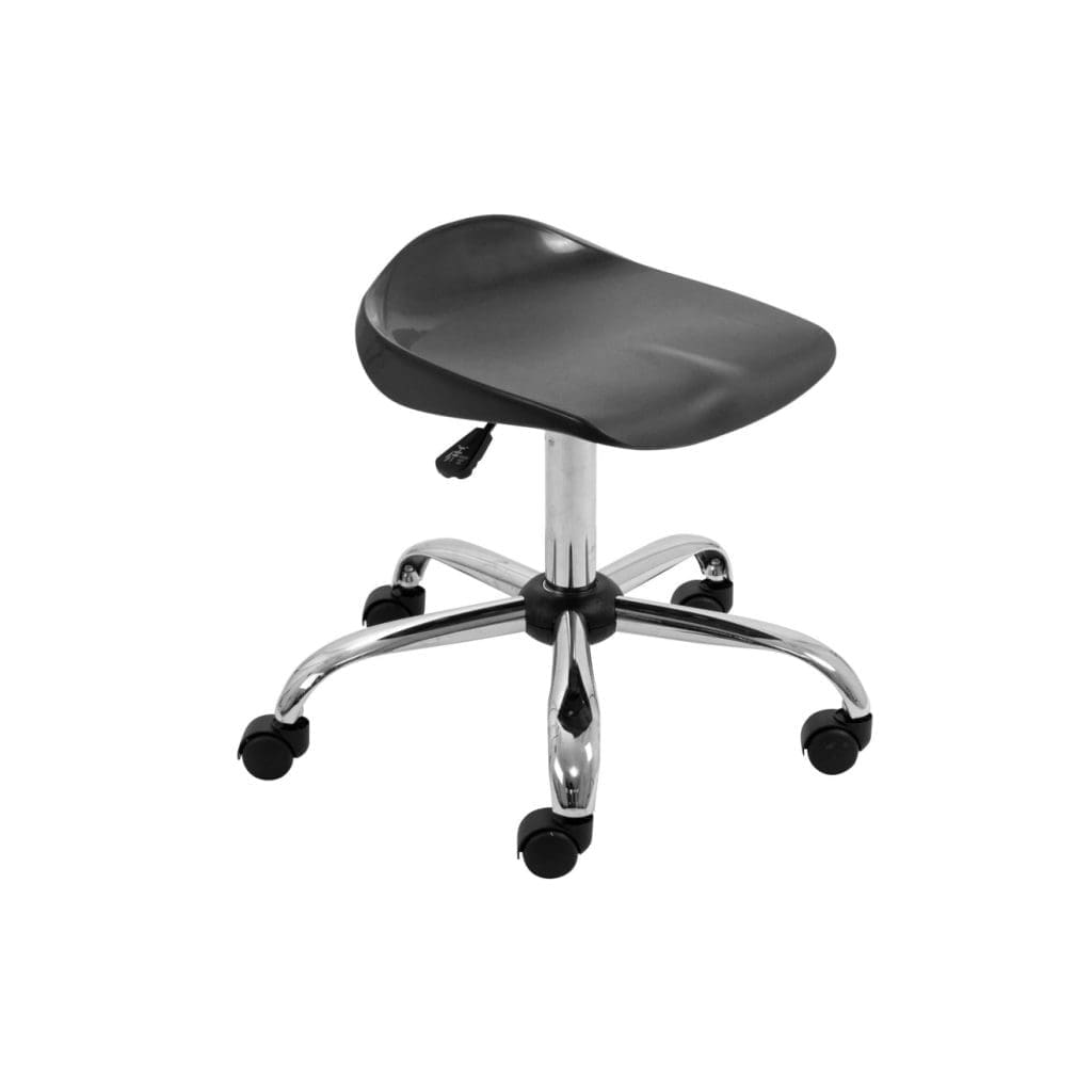 Titan senior swivel stool with chrome base, castors, and contoured ergonomic seat