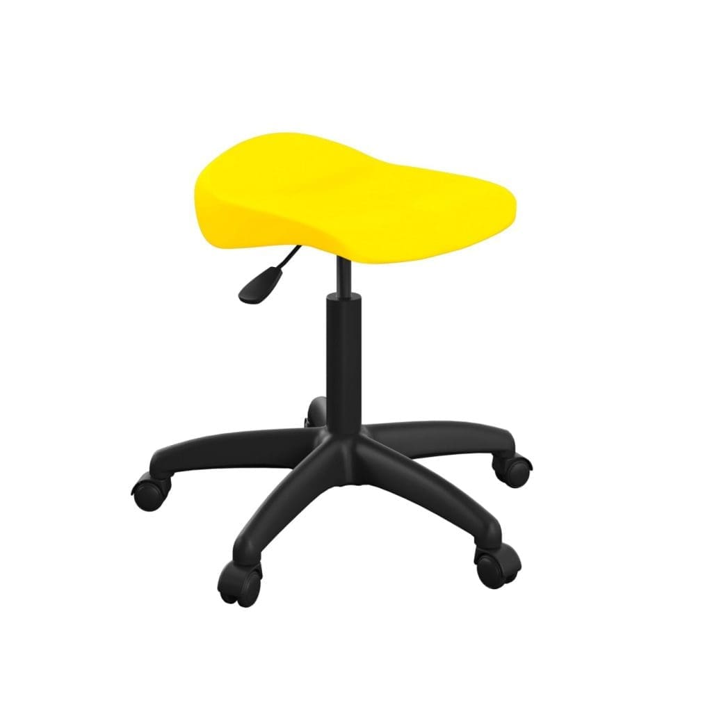 Titan senior swivel stool with black plastic base, castors, and ergonomic seat
