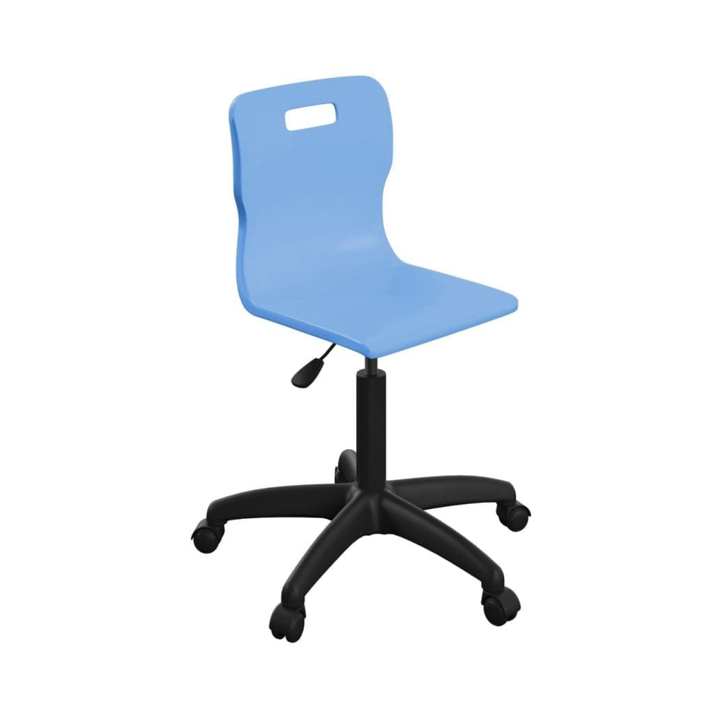 Titan senior swivel chair with black plastic base, ergonomic back, and castors