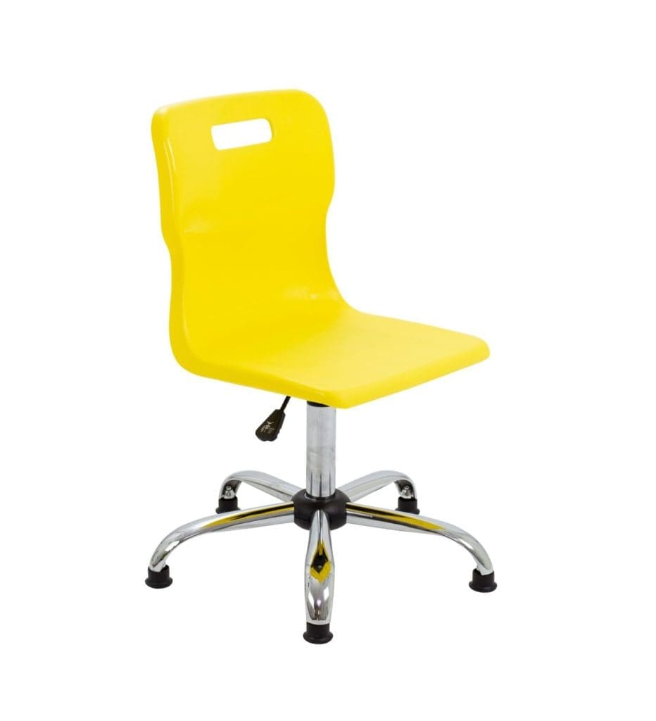 Titan senior swivel chair with chrome base, ergonomic seat, and black glides