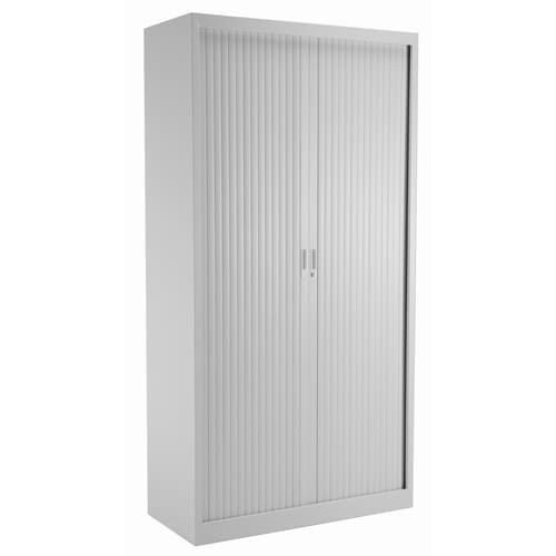 Steel tambour cabinet with shutter door and adjustable shelves