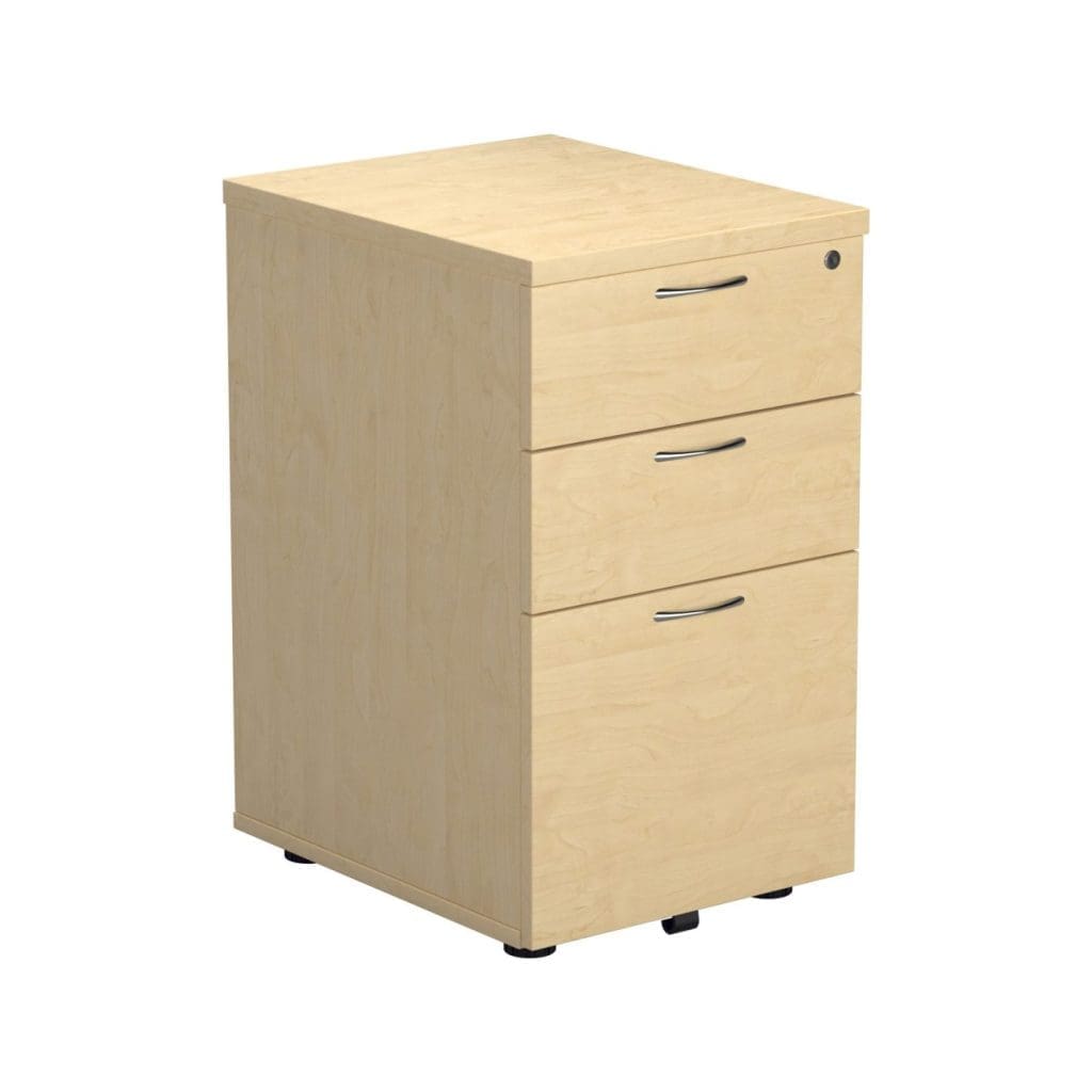 Wooden under desk 3-drawer pedestal with lock and filing drawer