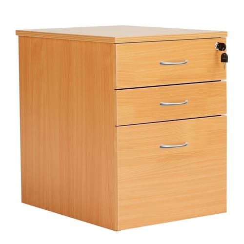 High mobile pedestal with 3 drawers for A4 and Foolscap filing, lockable and mobile