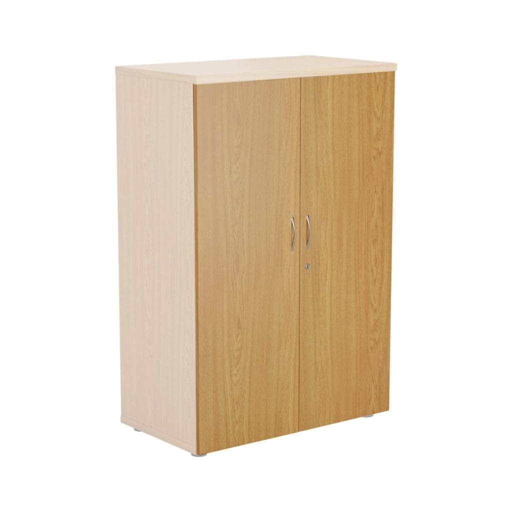 Wooden cupboard doors with lock and silver handles, 1200mm high