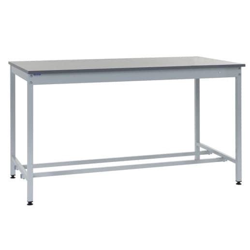 QMP steel workbench with 1500 x 900mm laminate top and adjustable feet
