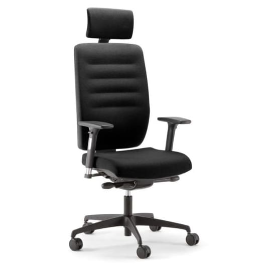 Bengal ergonomic office chair in black fabric with high back and adjustable arms on black base