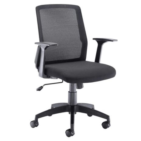 Denali mid-back mesh office chair with fixed arms and black swivel base