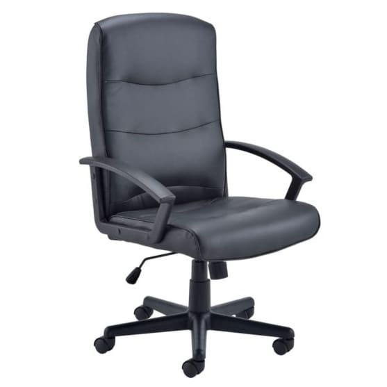 Canasta 2 high back leather-look executive office chair with fixed arms and black swivel base