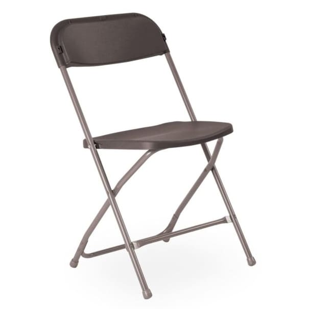 Flat Back Folding Chair with high contoured back, shown folded and set up
