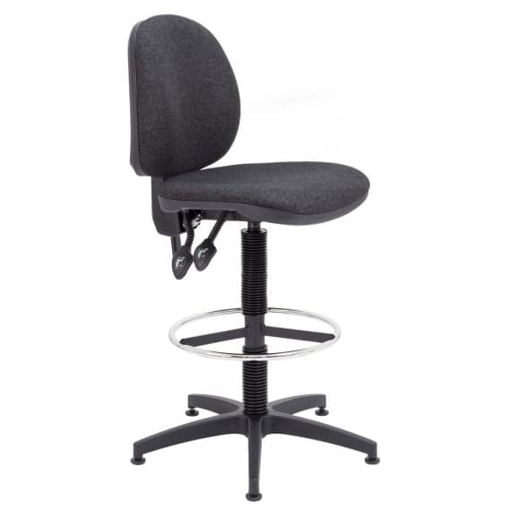 Concept mid-back draughtsman chair with fixed arms and chrome foot ring