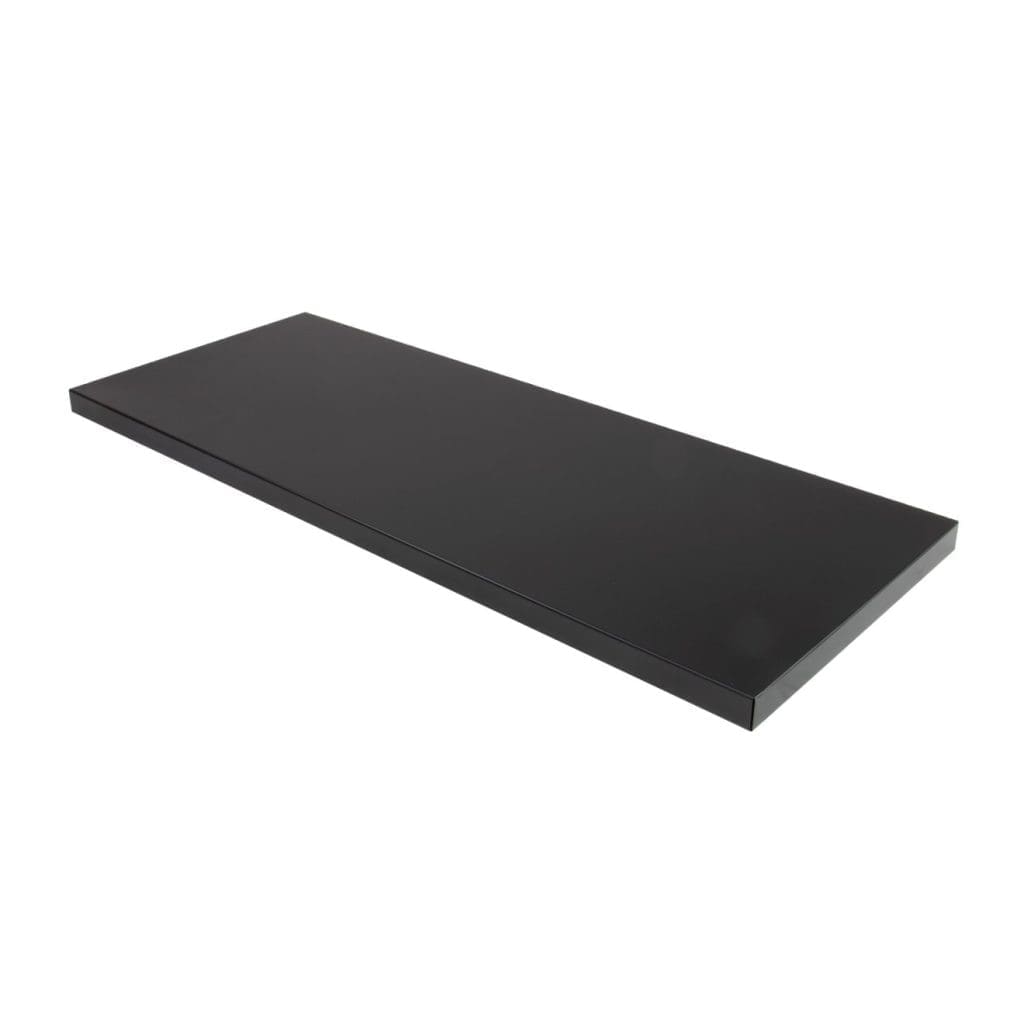 Black steel storage shelf fitted inside office cupboard for modular file organisation