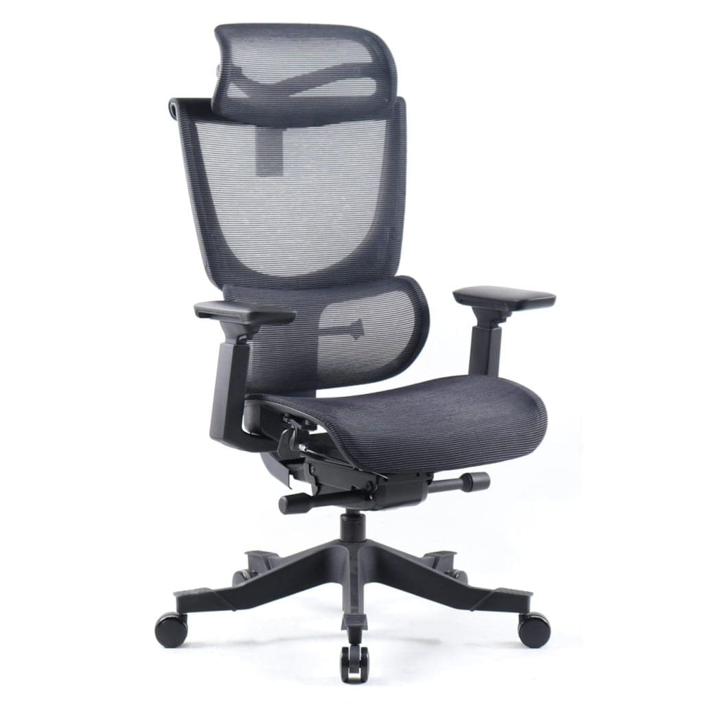 Elise Performance Task Chair with mesh back, headrest, and adjustable arms
