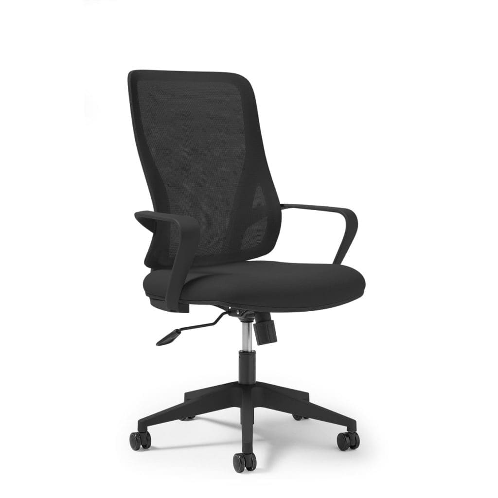 Eva mesh task chair in black with waterfall seat and lumbar support