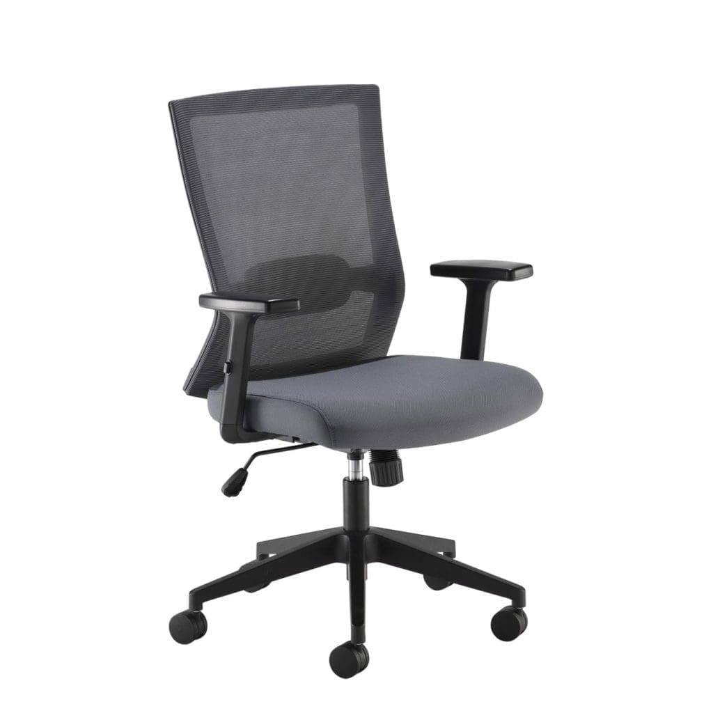 Grey Travis mesh office chair with lumbar support and breathable back