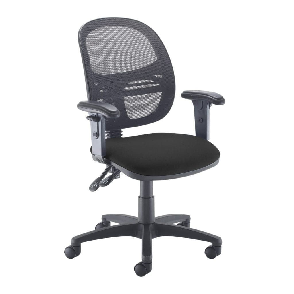 Jota mesh office chair with breathable back and upholstered seat in black
