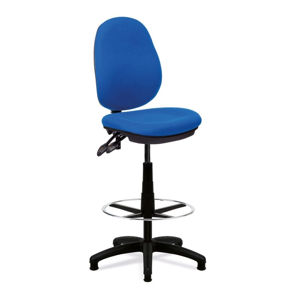 Medium back operator chair with ergonomic backrest and twin lever control