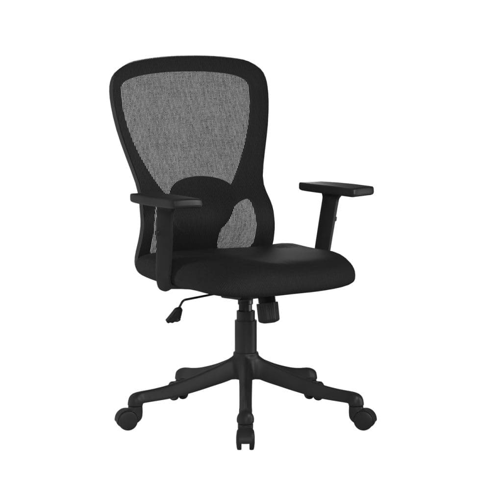 High back adjustable mesh chair with lumbar support and nylon spider base