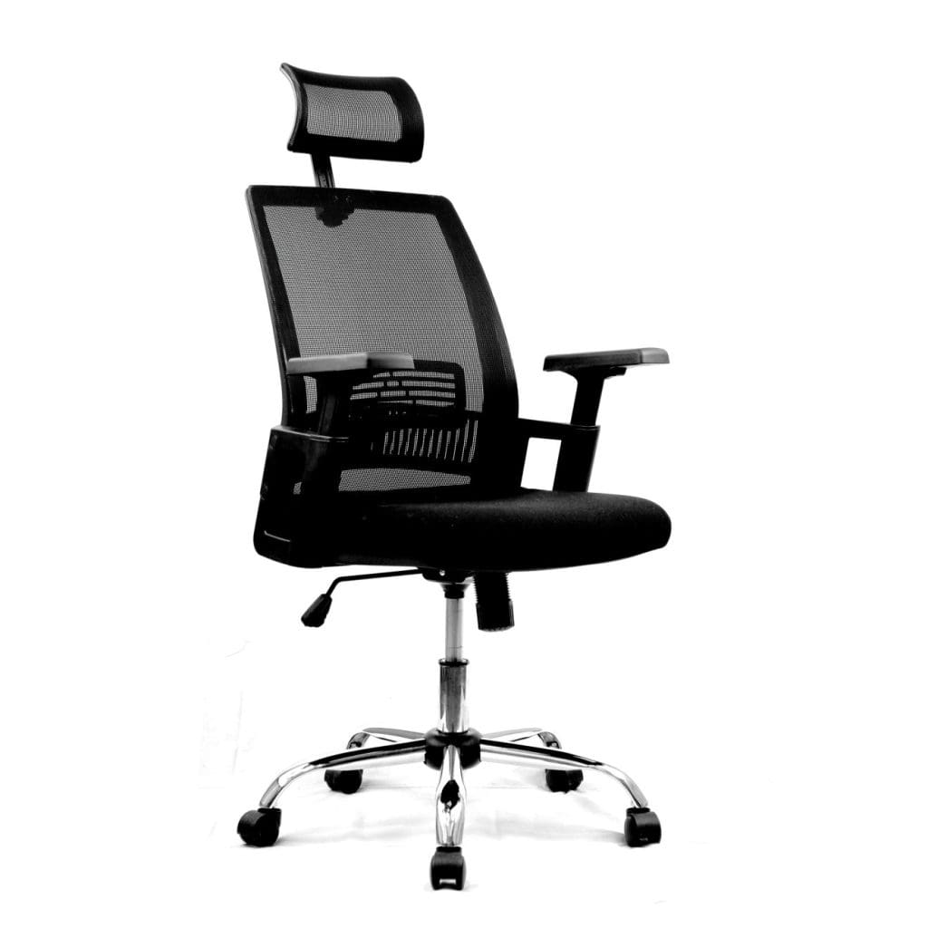 Alpha high back mesh office chair with headrest, airflow back and chrome spider base