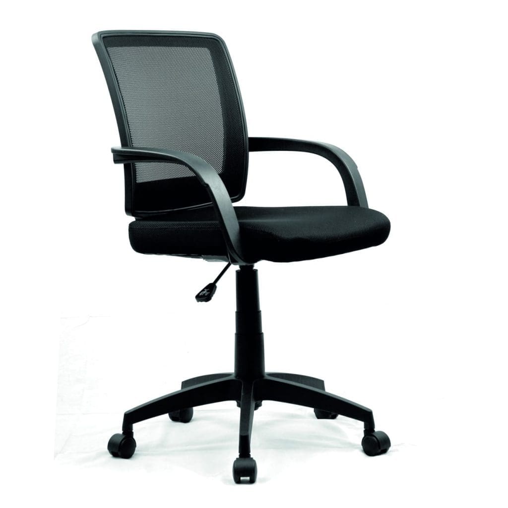 Mesh chair with ergonomic AIRFLOW backrest and upholstered waterfall seat in office setting