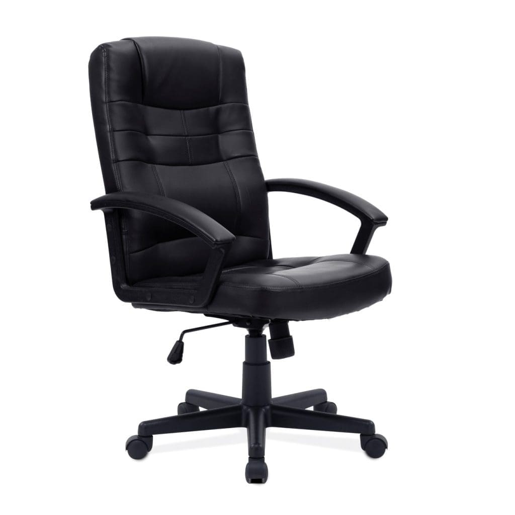 Leather effect high back executive armchair with padded armrests and headrest