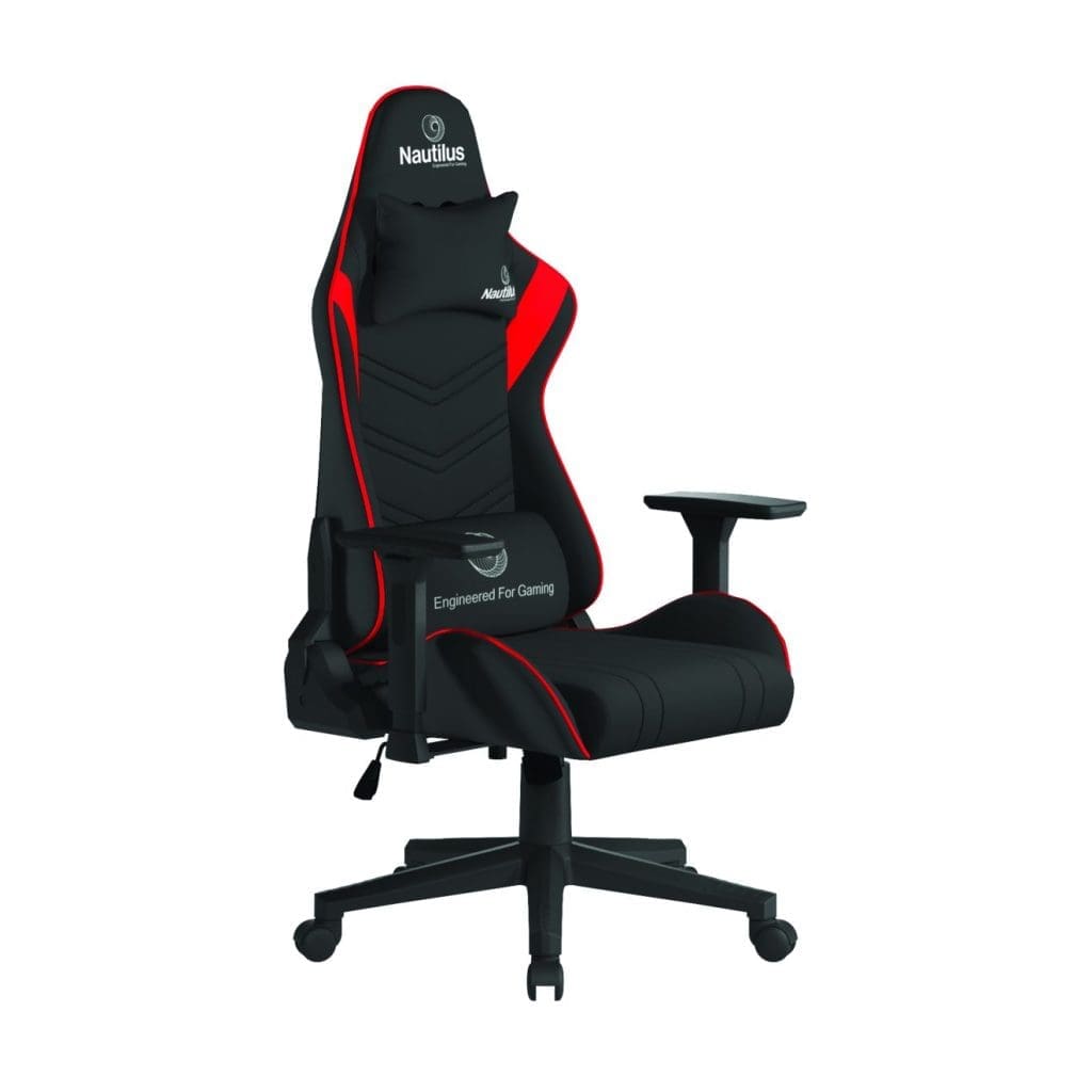 Ergonomic gaming chair with 4D adjustable armrests and reclining backrest in black PU
